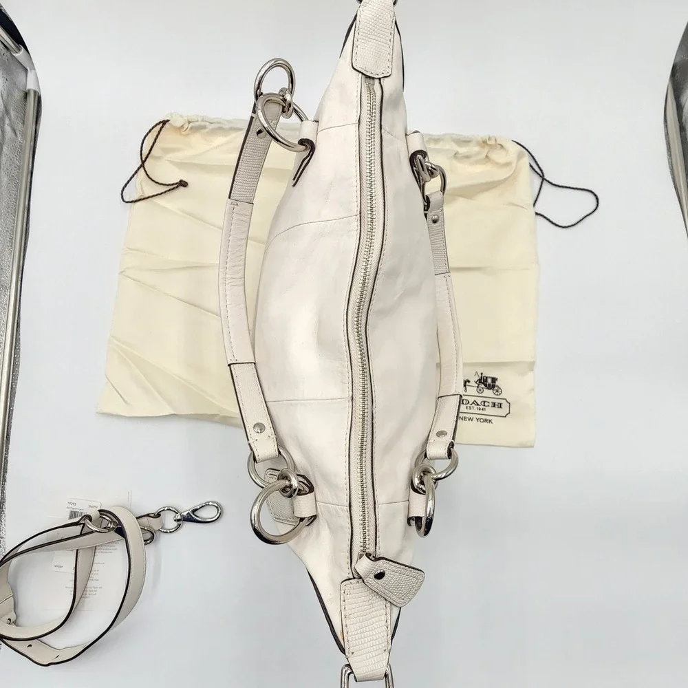 Coach Kristin Round Satchel White Nappa Leather Crossbody Strap Dustbag 19295